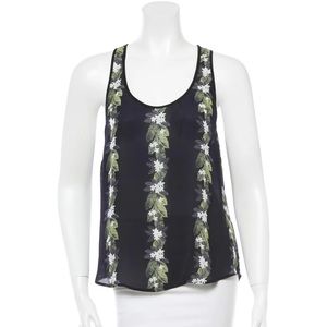 A.L.C. Sample Semi Sheer Navy Floral Print Tank S